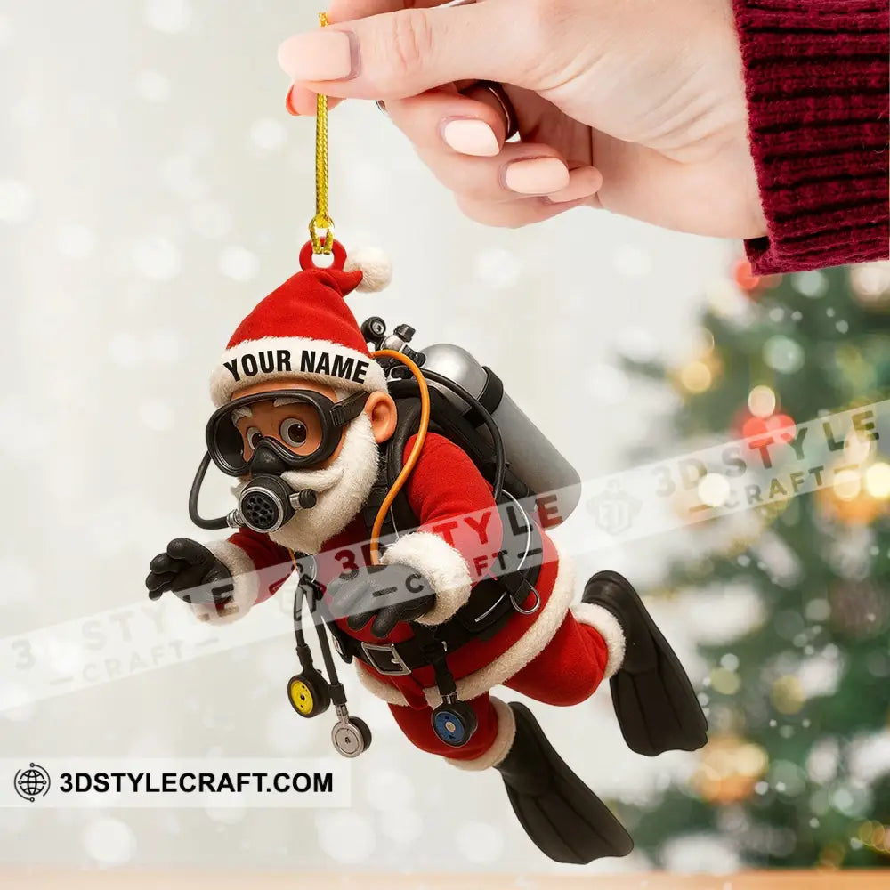 Diving Santa Christmas Home Decor Christmas Ornament Personalized Ornament Ornament