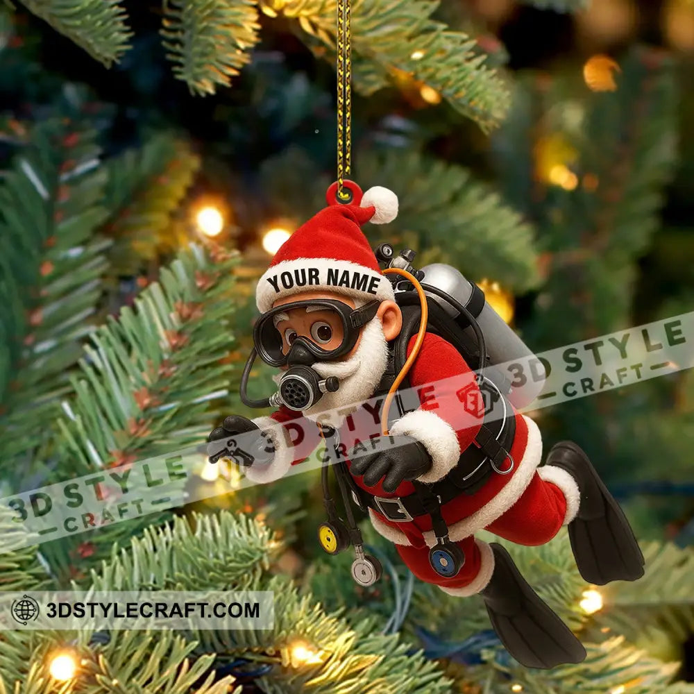 Diving Santa Christmas Home Decor Christmas Ornament Personalized Ornament Ornament
