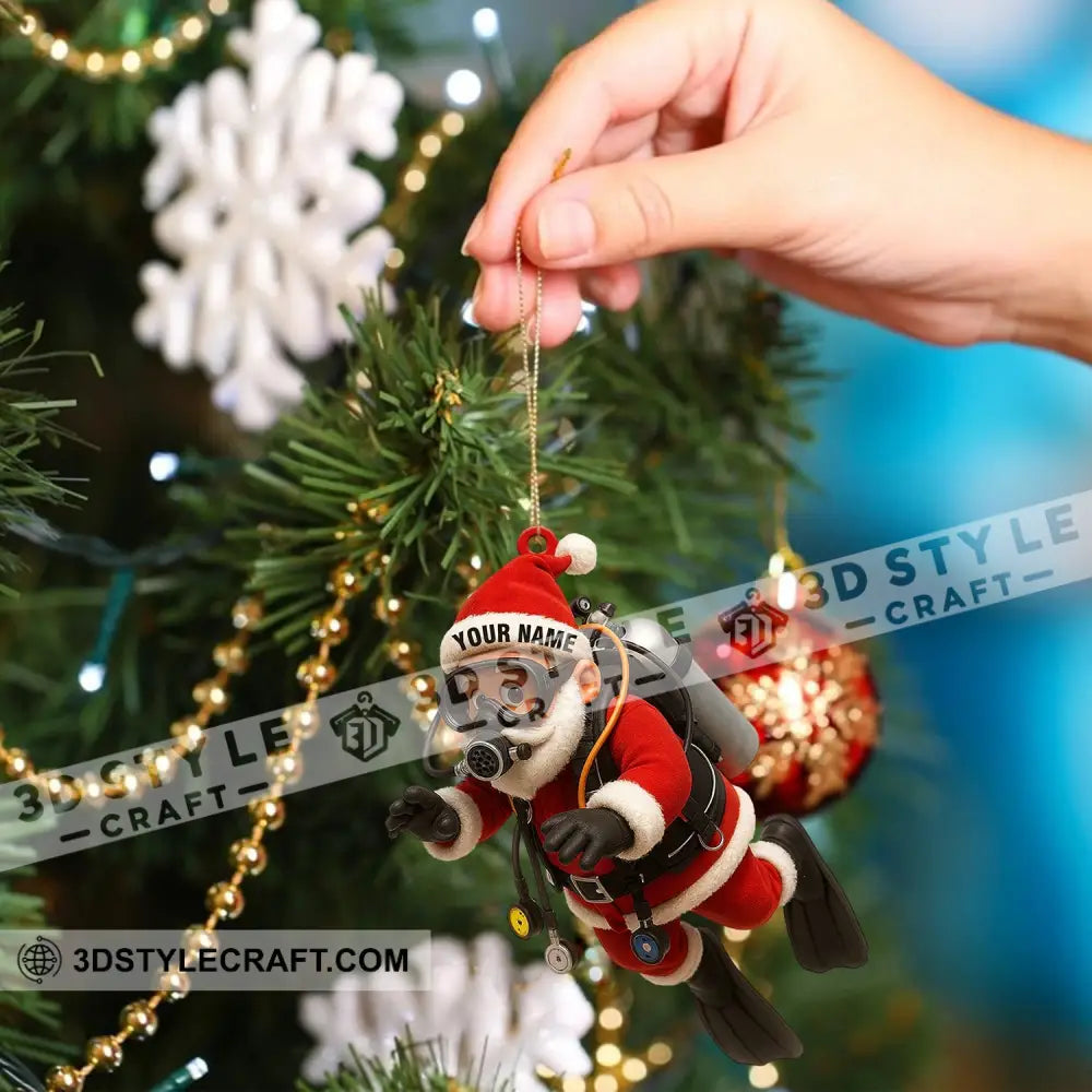 Diving Santa Christmas Home Decor Christmas Ornament Personalized Ornament Ornament