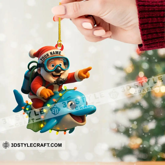 Diving Santa Home Decor, Christmas Ornament, Personalized Ornament style option 3