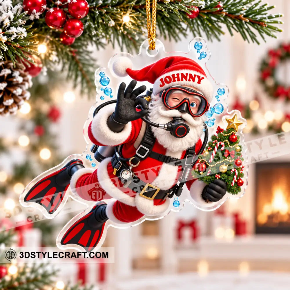 Diving Santa Home Decor Christmas Ornament Personalized Ornament - Ornament