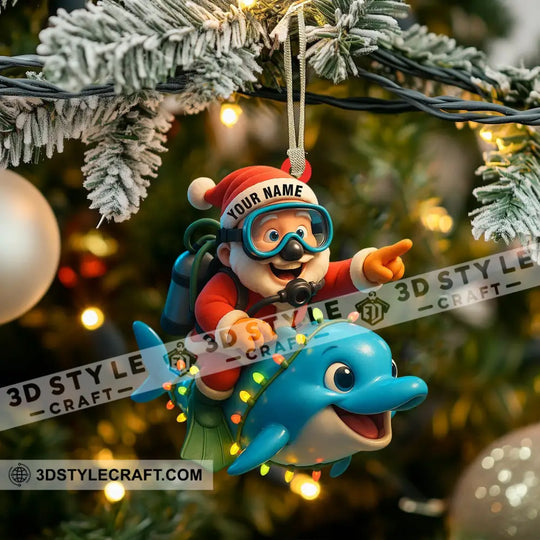 Diving Santa Home Decor, Christmas Ornament, Personalized Ornament style option 4