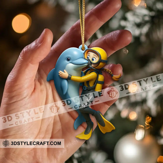 Diving, Sea Lover Home Decor, Christmas Ornament, Personalized Ornament style option 2
