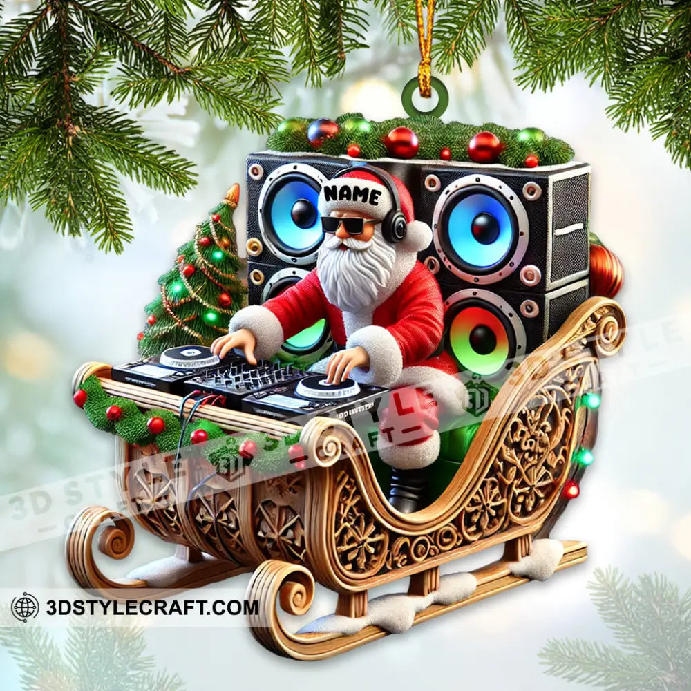 Dj Santa Christmas Ornament Personalized