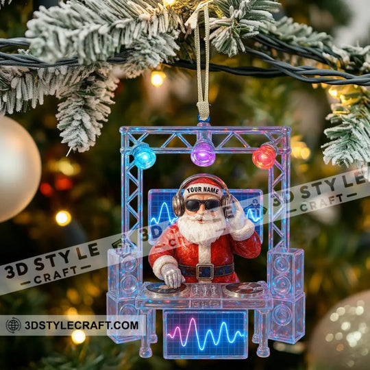 DJ Santa Home Decor, Christmas Ornament, Personalized Ornament style option 3
