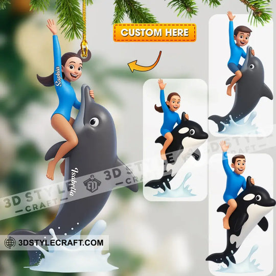 Dolphin Trainer Home Decor, Christmas Ornament, Personalized Ornament style option 1