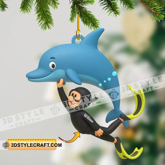 Dolphin Trainer Home Decor, Christmas Ornament, Personalized Ornament style option 1