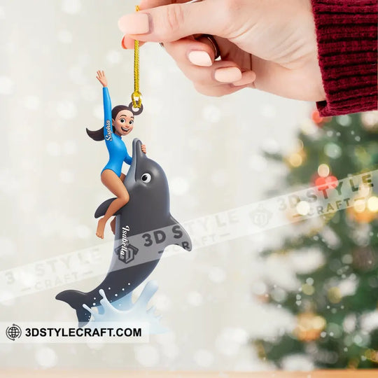 Dolphin Trainer Home Decor, Christmas Ornament, Personalized Ornament style option 2