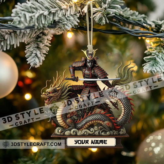 Dragon Samurai, Home Decor, Christmas Ornament, Personalized Ornament style option 3