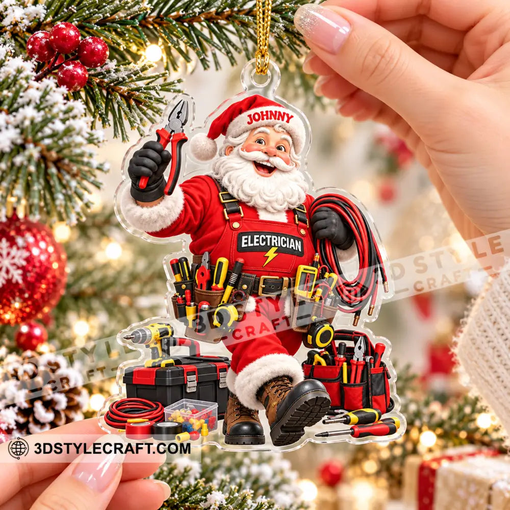 Electrician Santa Home Decor Christmas Ornament Personalized Ornament - Ornament