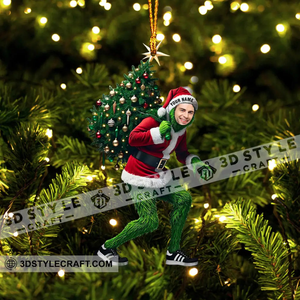 Elf And Christmas Tree Home Decor Ornament Personalized