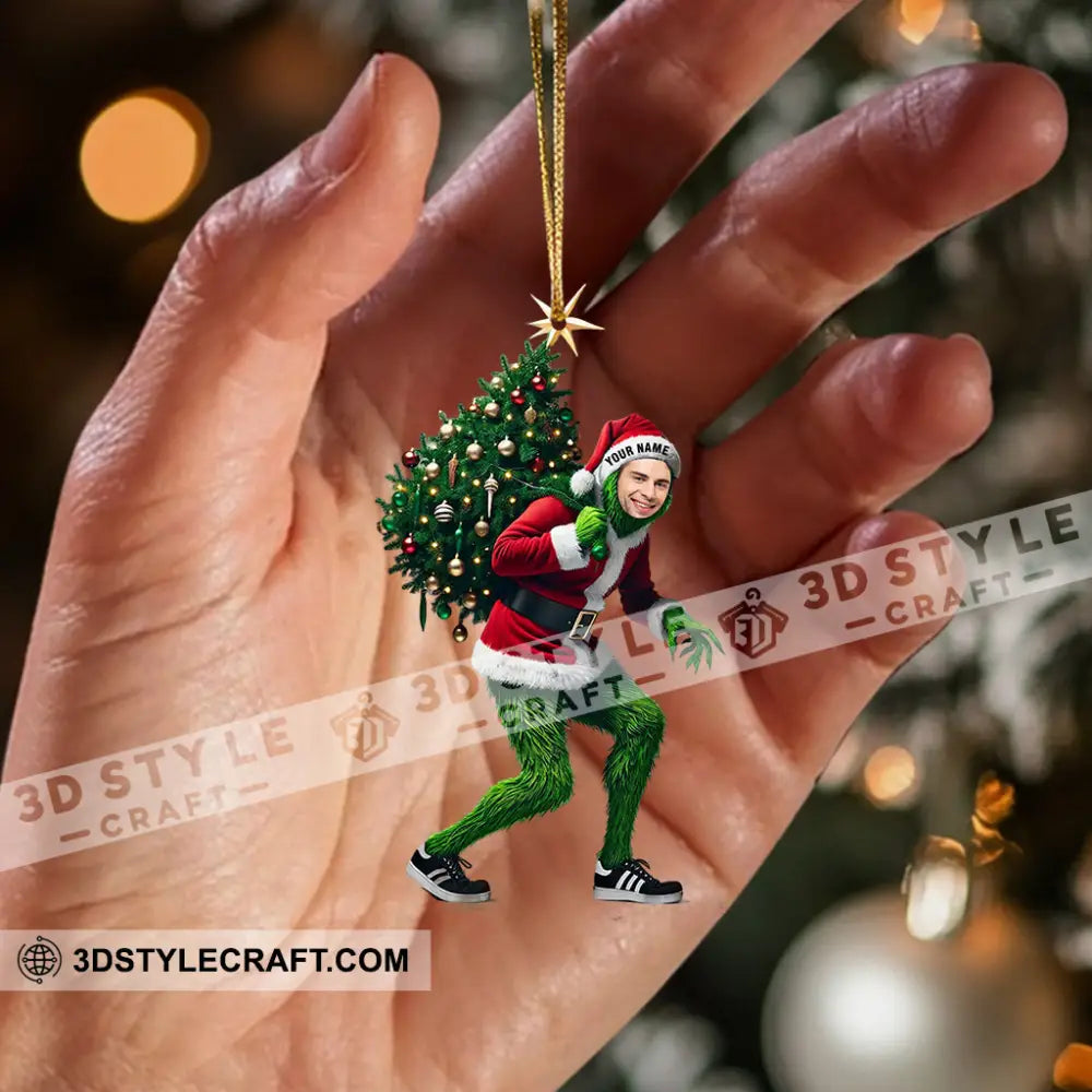 Elf And Christmas Tree Home Decor Ornament Personalized