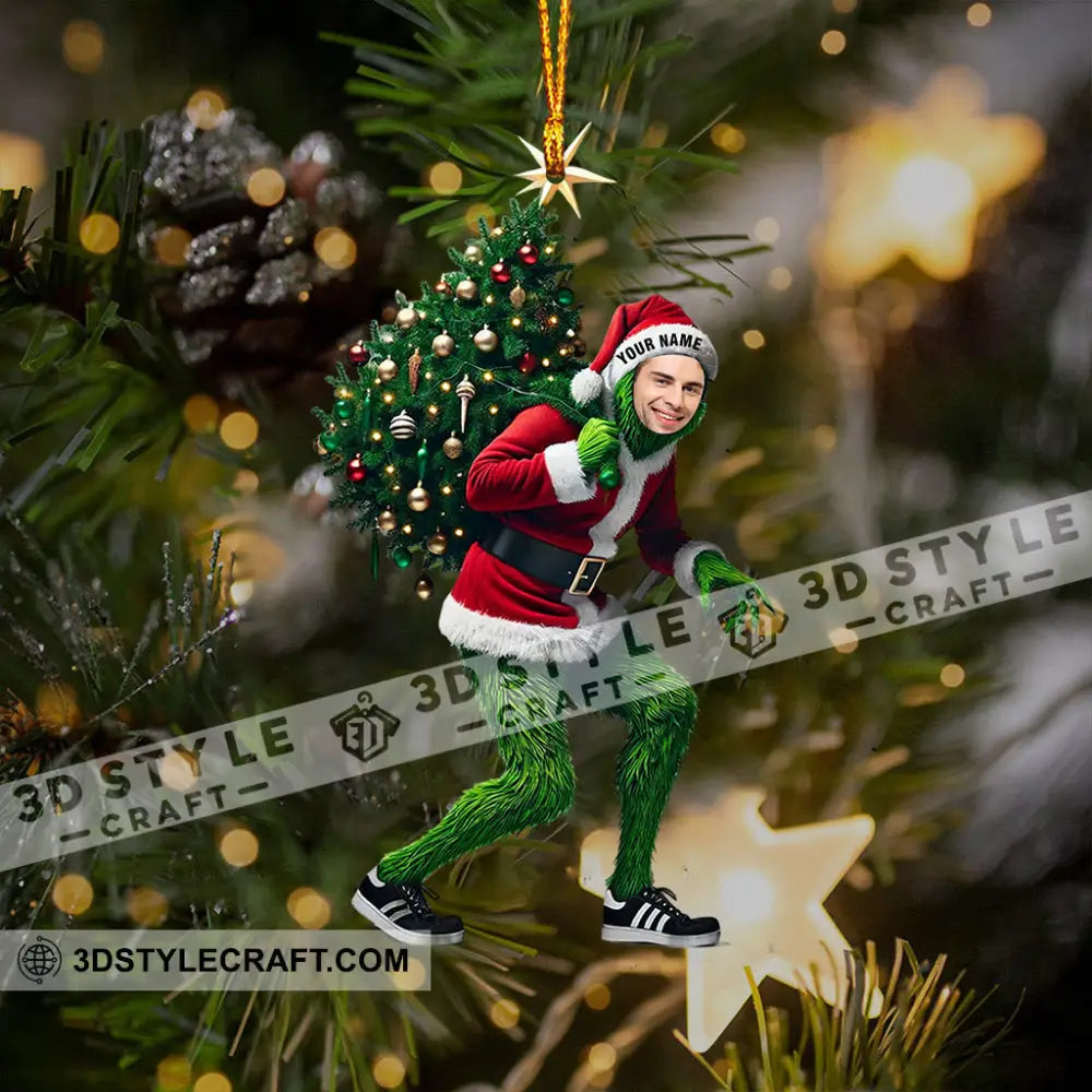 Elf And Christmas Tree Home Decor Ornament Personalized