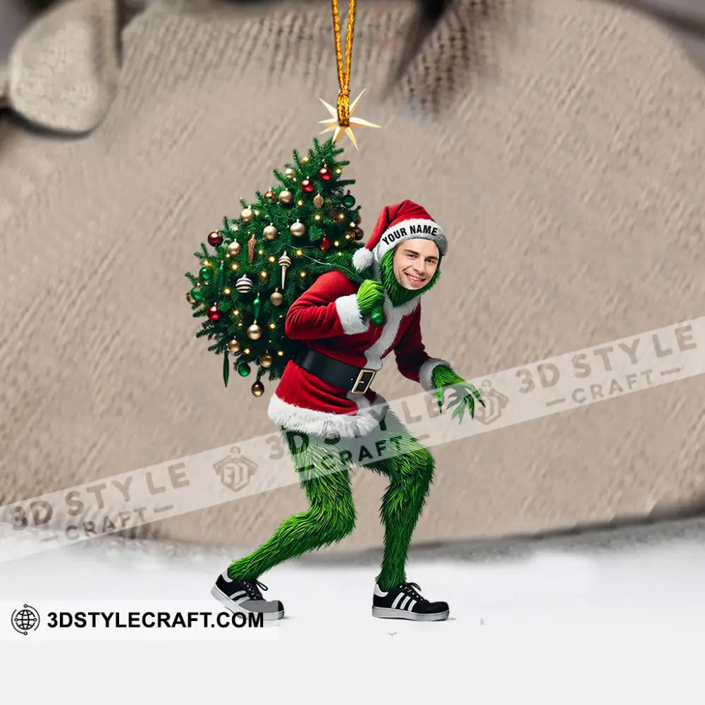 Elf And Christmas Tree Home Decor Ornament Personalized