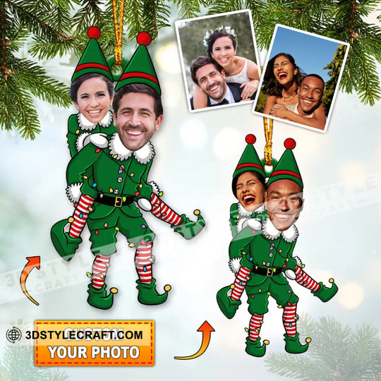 ELF Couple Christmas, Home Decor, Christmas Ornament, Personalized Ornament style option 1