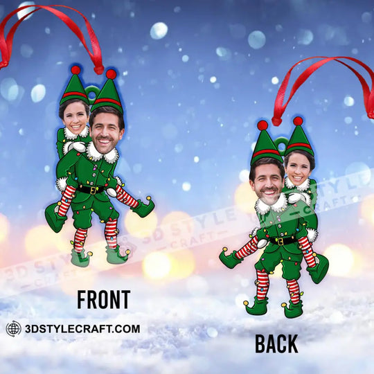 ELF Couple Christmas, Home Decor, Christmas Ornament, Personalized Ornament style option 4