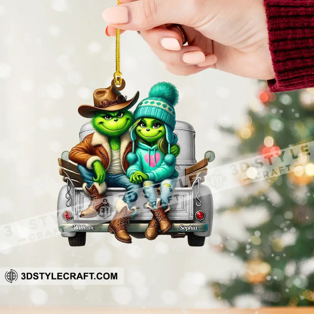 Elf Couple On Car Home Decor Christmas Ornament Personalized