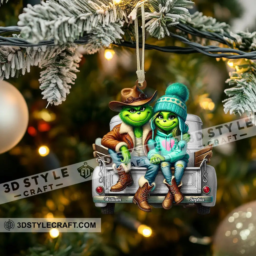 Elf Couple On Car Home Decor Christmas Ornament Personalized