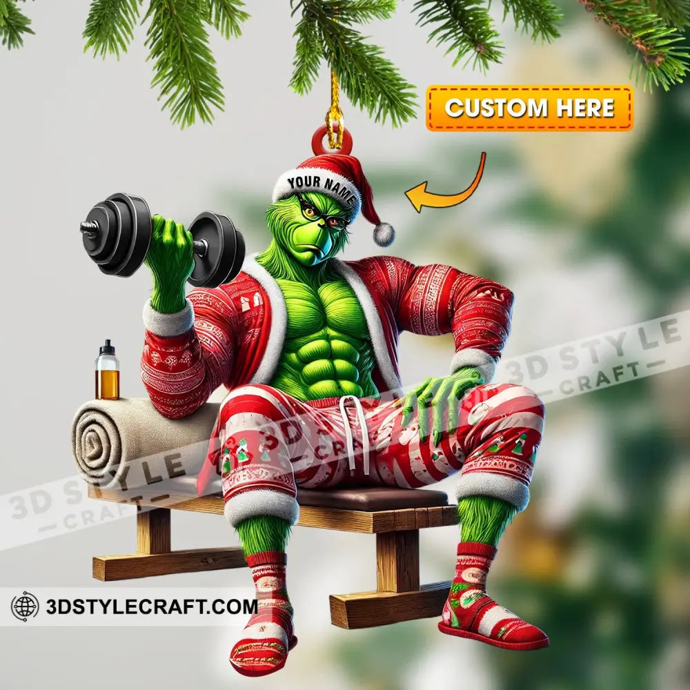 Elf Dumbbell Lift Home Decor Christmas Ornament Personalized 3.54’’ / 1