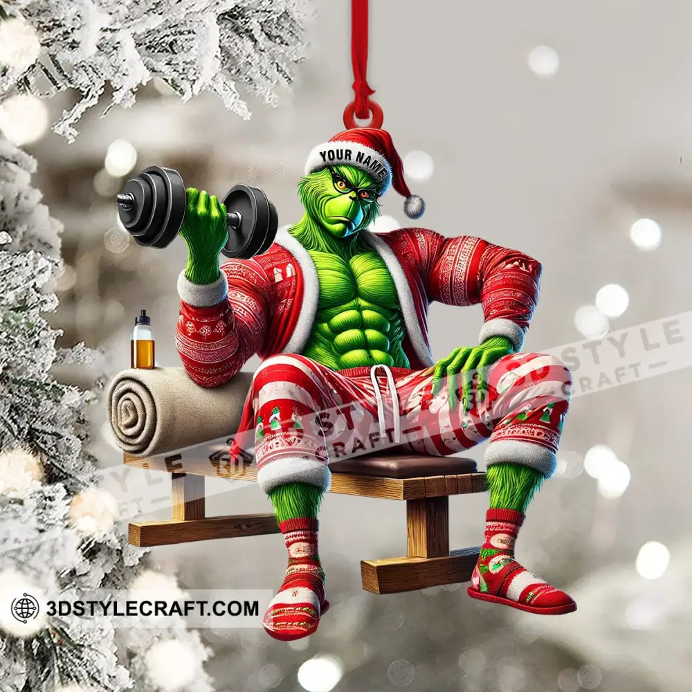 Elf Dumbbell Lift Home Decor Christmas Ornament Personalized