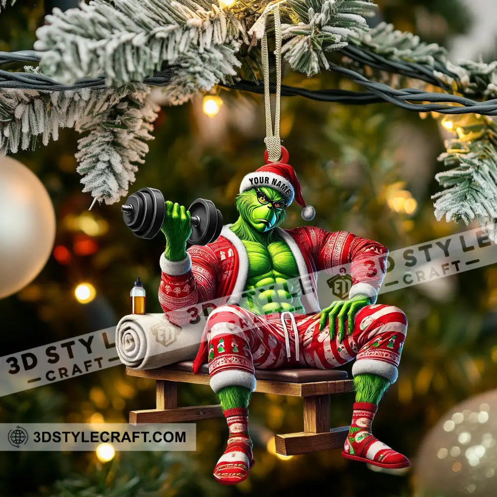 Elf Dumbbell Lift Home Decor Christmas Ornament Personalized