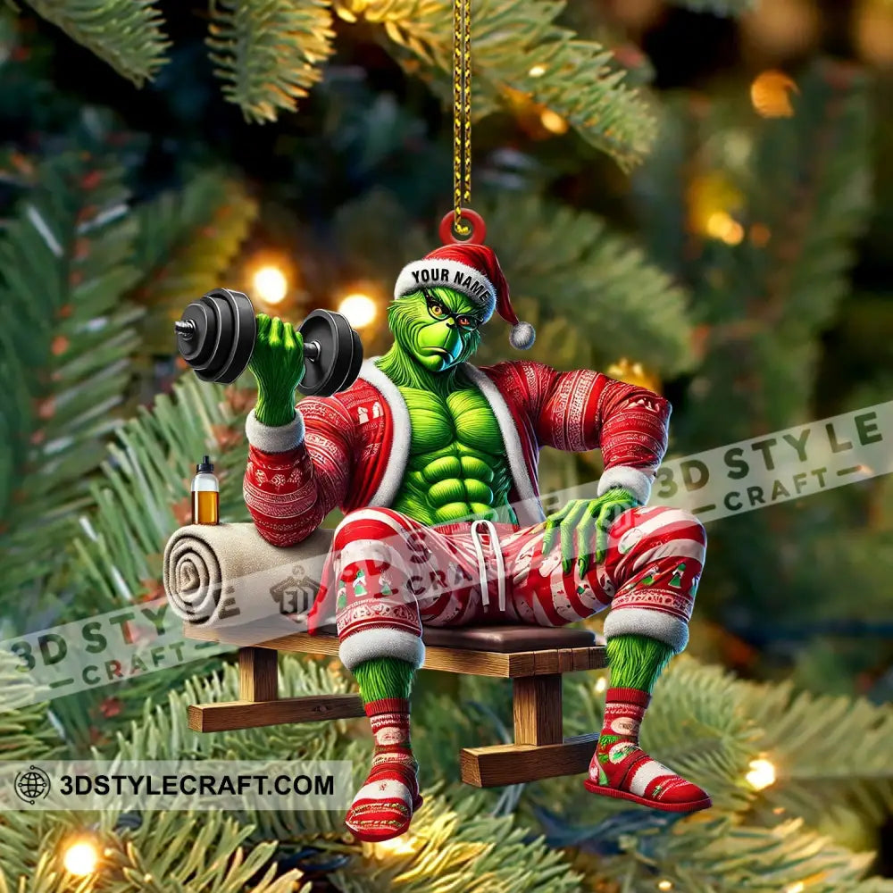 Elf Dumbbell Lift Home Decor Christmas Ornament Personalized