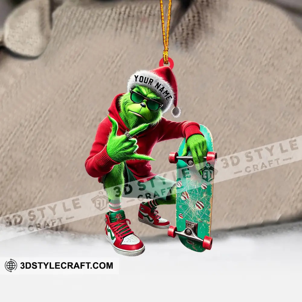 Elf Skateboarding Christmas Home Decor Ornament Personalized