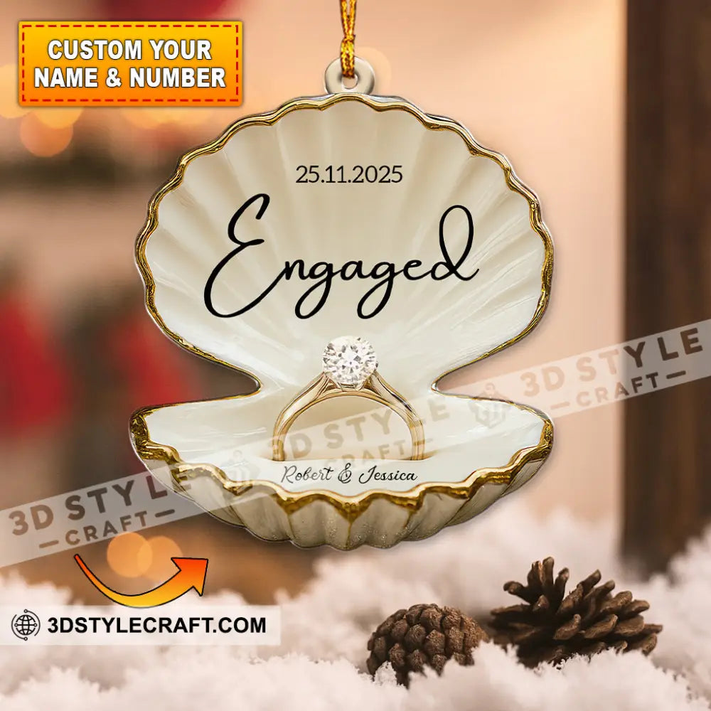 Engaged Couple Christmas Home Decor Christmas Ornament Personalized Ornament 3.54’’ / 1 Ornament Ornament