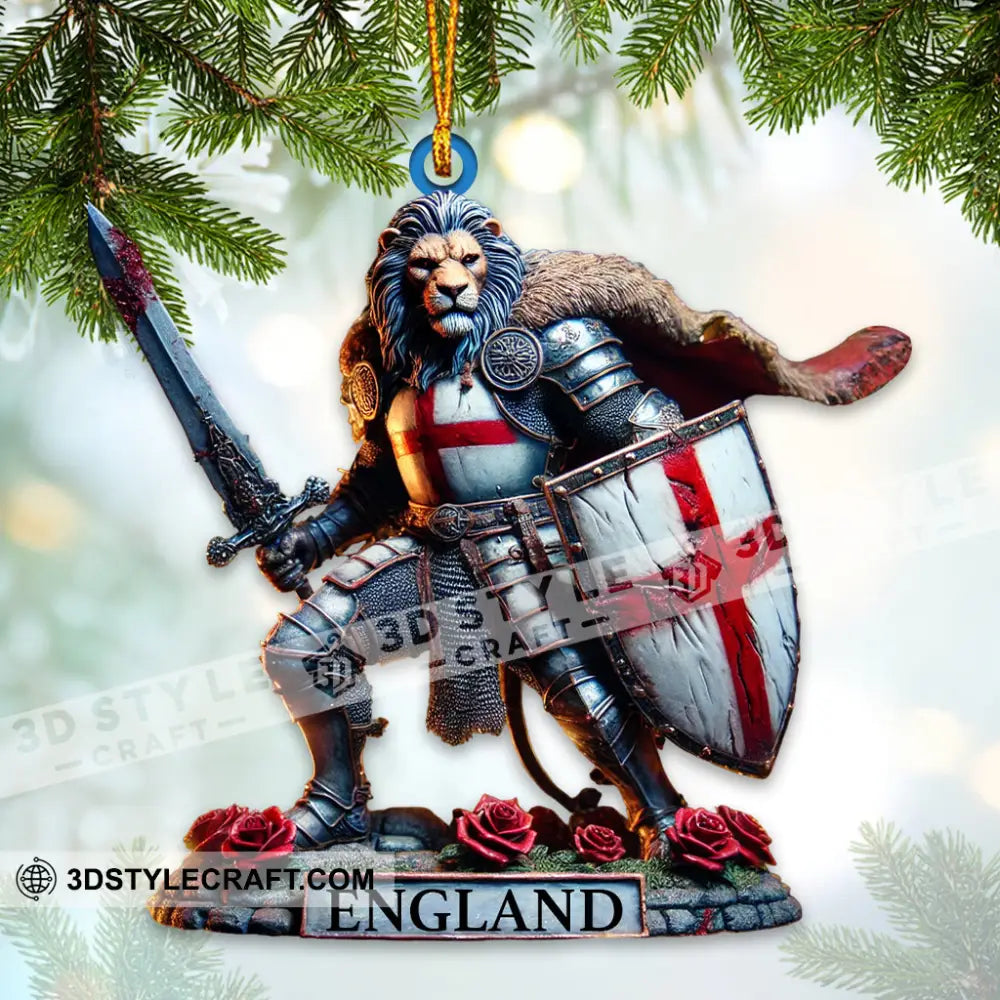 England Lion Warrior Ornament Personalized