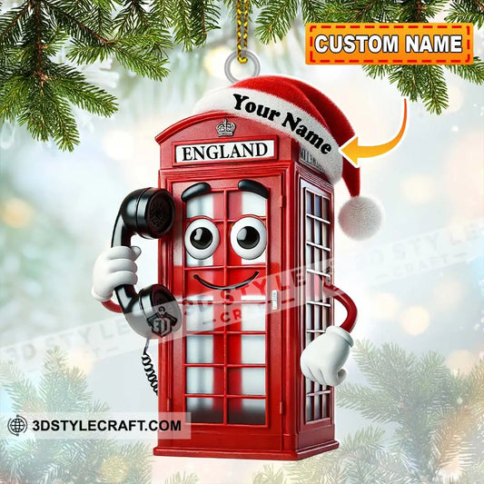 Red Telephone Box Christmas Ornament Personalized 3.54’’ / 1