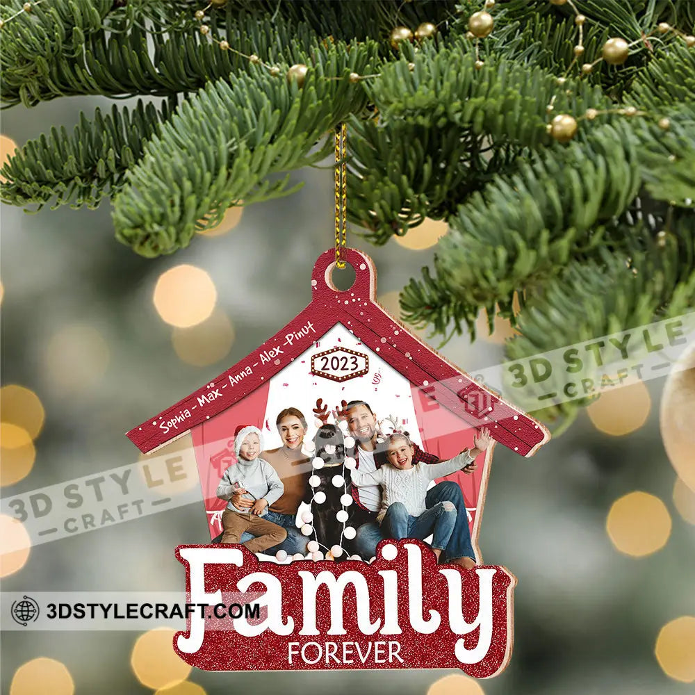 Family Forever Custom Photo And Name - Personalized Shaped Wooden Ornament Gift For