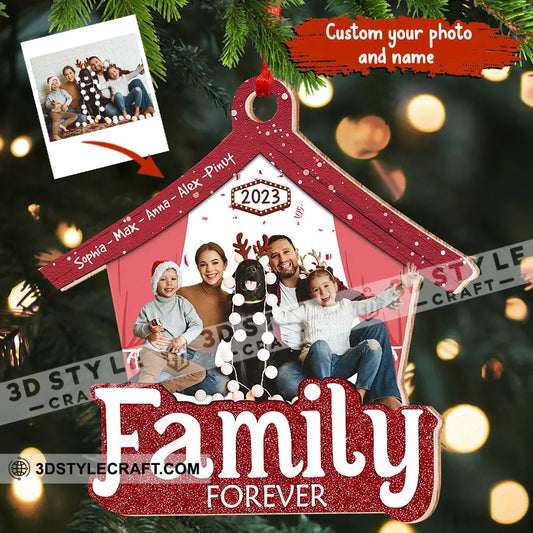 Family Forever Custom Photo And Name - Personalized Shaped Wooden Ornament Gift For Wood / 1 Piece