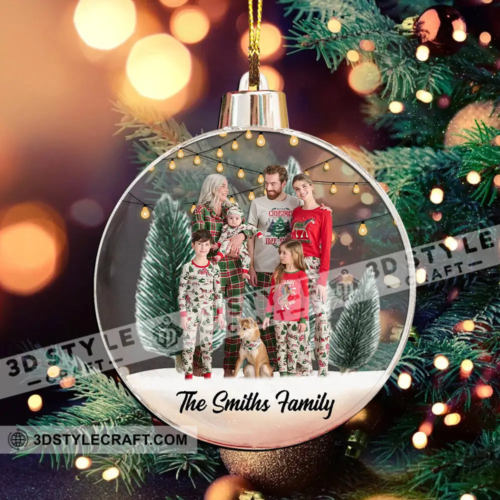 Family Merrychristmas - Custom Photo And Name Personalized Acrylic Ornament Gift For Christmas