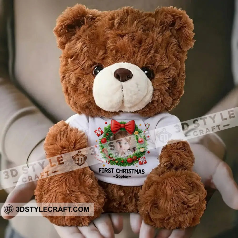 First Christmas Baby Personalized Teddy Bear Shirt Brown / 9’’ / No Graduate Teddy Bear Shirt