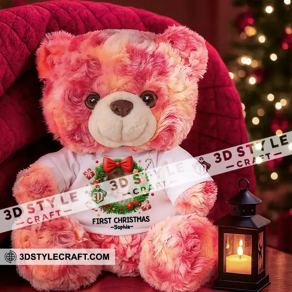 First Christmas Baby Personalized Teddy Bear Shirt Pink / 9’’ / No Graduate Teddy Bear Shirt