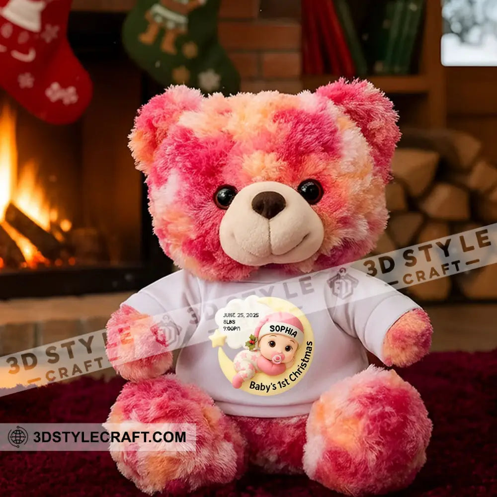 First Christmas Baby Personalized Teddy Bear Shirt Pink / 9’’ / No Graduate Teddy Bear Shirt