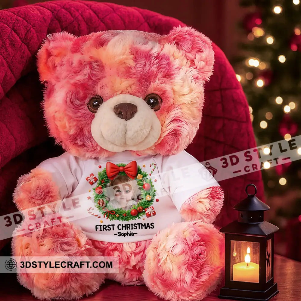First Christmas Baby Personalized Teddy Bear Shirt Pink / 9’’ / No Graduate Teddy Bear Shirt