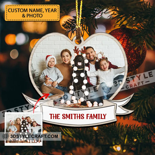 First Christmas Family Heart - Custom Photo And Names Personalized Acrylic Ornament Gift For / 1