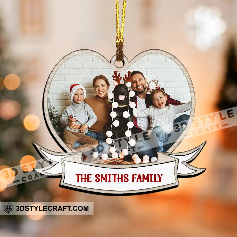 First Christmas Family Heart - Custom Photo And Names Personalized Acrylic Ornament Gift For