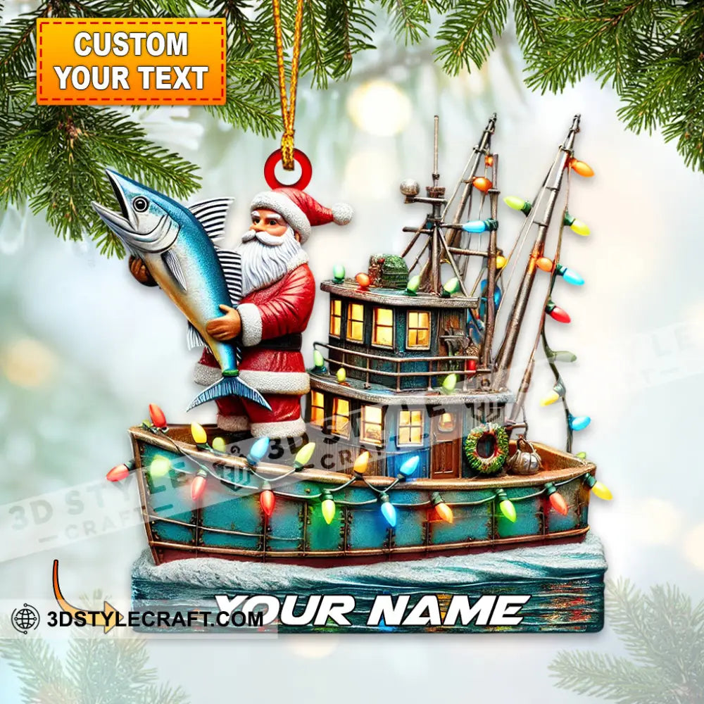 Fisherman Santa Home Decor Christmas Ornament Personalized 3.54’’ / 1