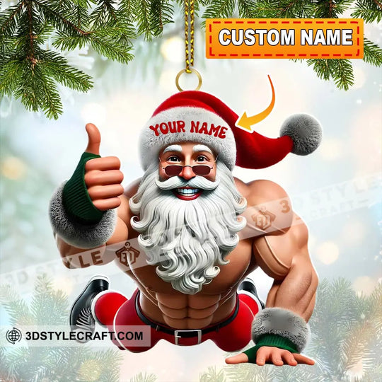 Fitness Santa, Home Decor, Christmas Ornament, Personalized Ornament style option 1