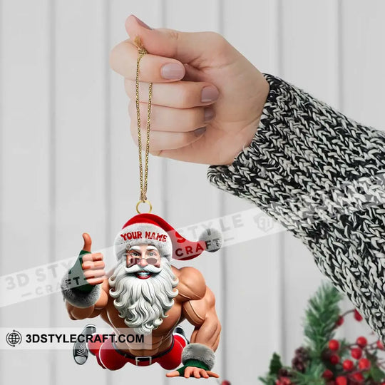 Fitness Santa, Home Decor, Christmas Ornament, Personalized Ornament style option 2
