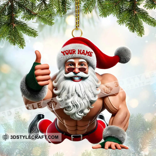 Fitness Santa, Home Decor, Christmas Ornament, Personalized Ornament style option 3