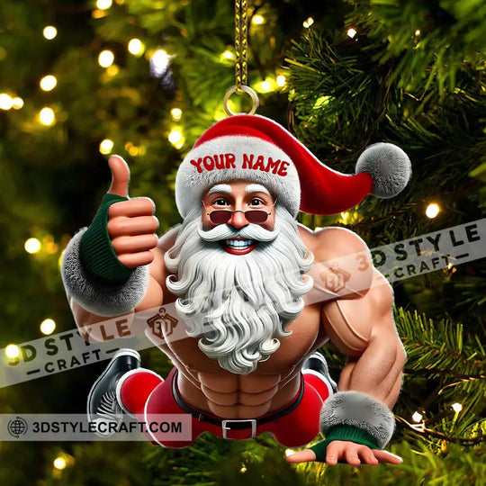 Fitness Santa, Home Decor, Christmas Ornament, Personalized Ornament style option 4