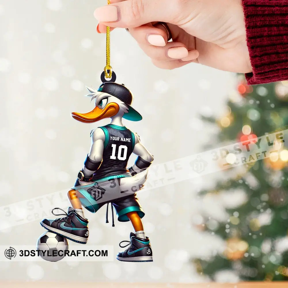 Football Duck Christmas Ornament Personalized