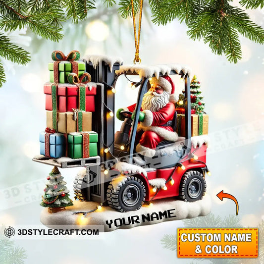 Forklift Santa Christmas Ornament Personalized 3.54’’ / 1