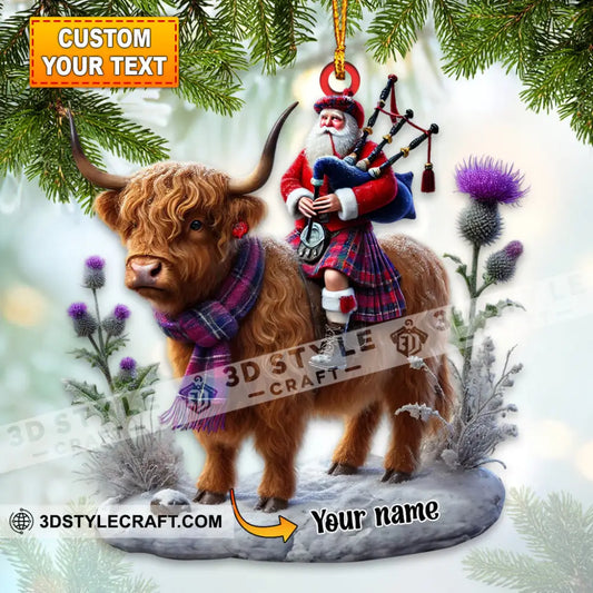 Funny Highland Cow Christmas Ornament Personalized 3.54’’ / 1