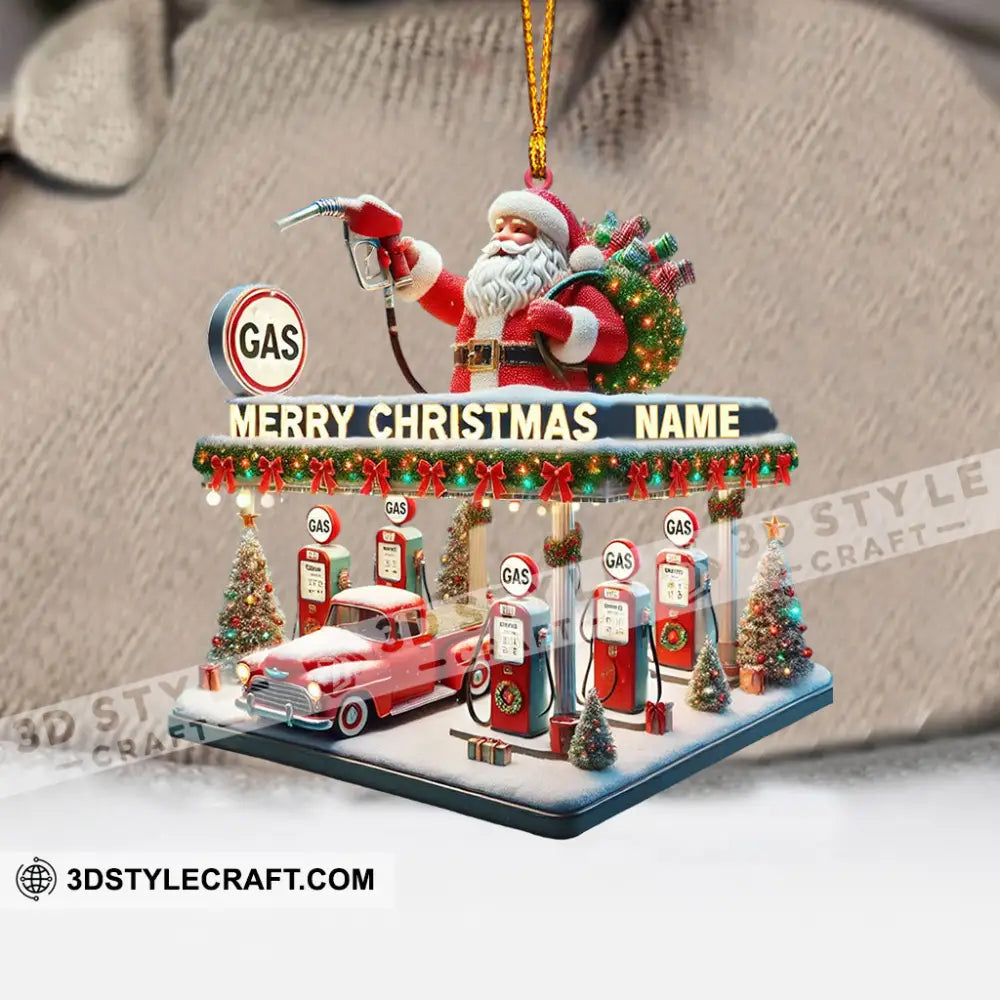 Gas Station Merry Christmas Ornament Personalized