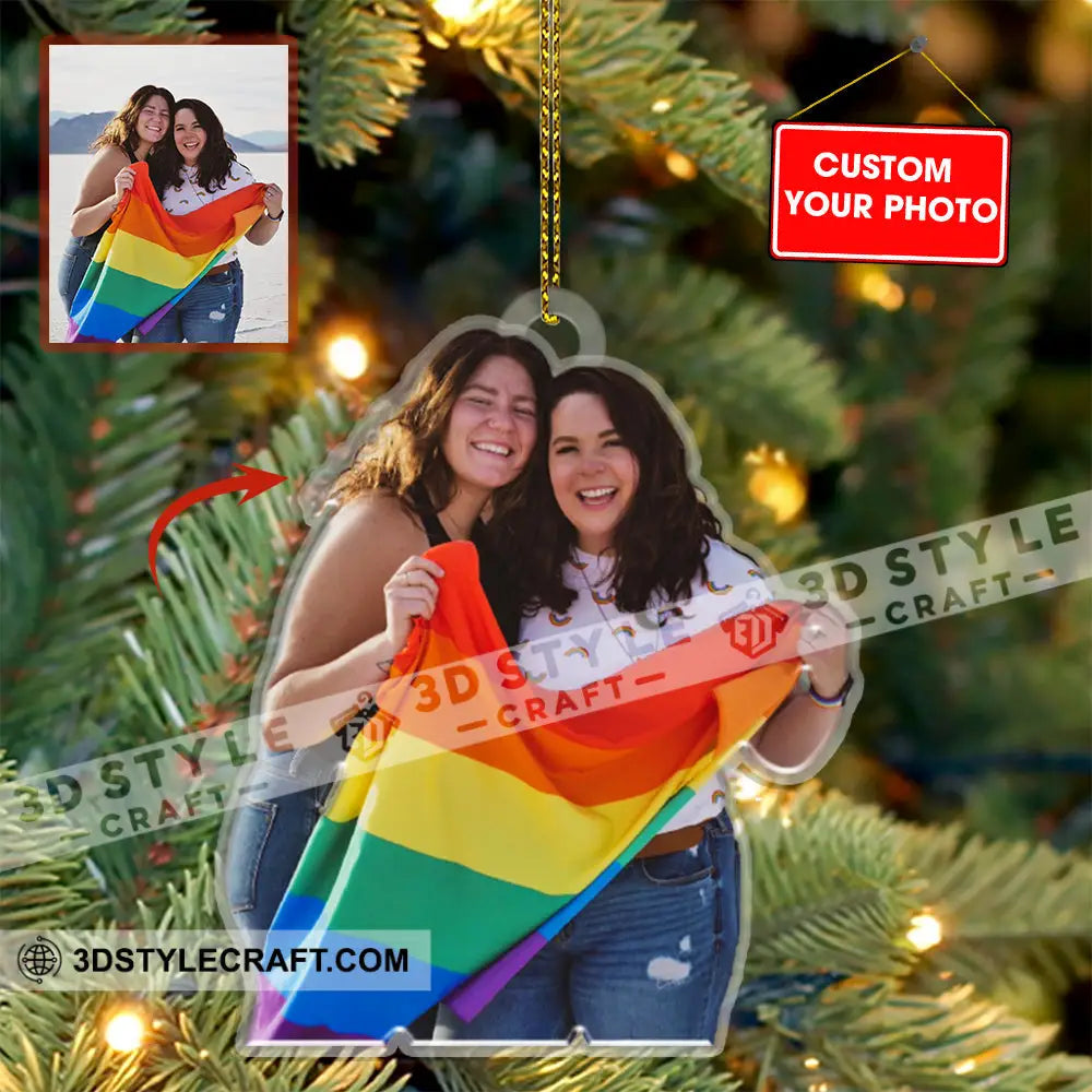 Gift For Lgbtq - Family Photo Custom Personalized Acrylic Ornament / 1 Pack