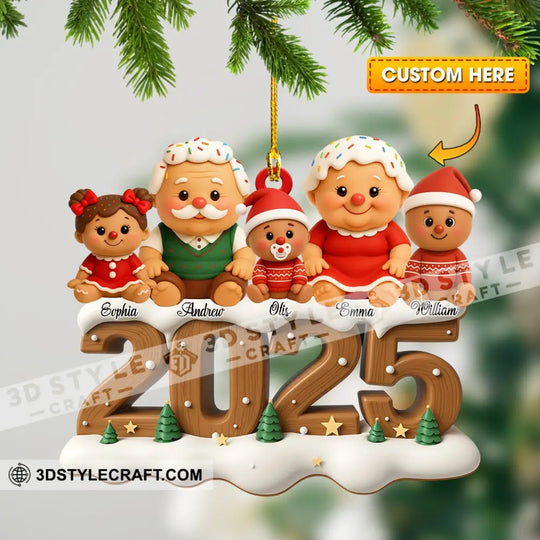 Gingerbread Family Home Decor, Christmas Ornament, Personalized Ornament style option 1